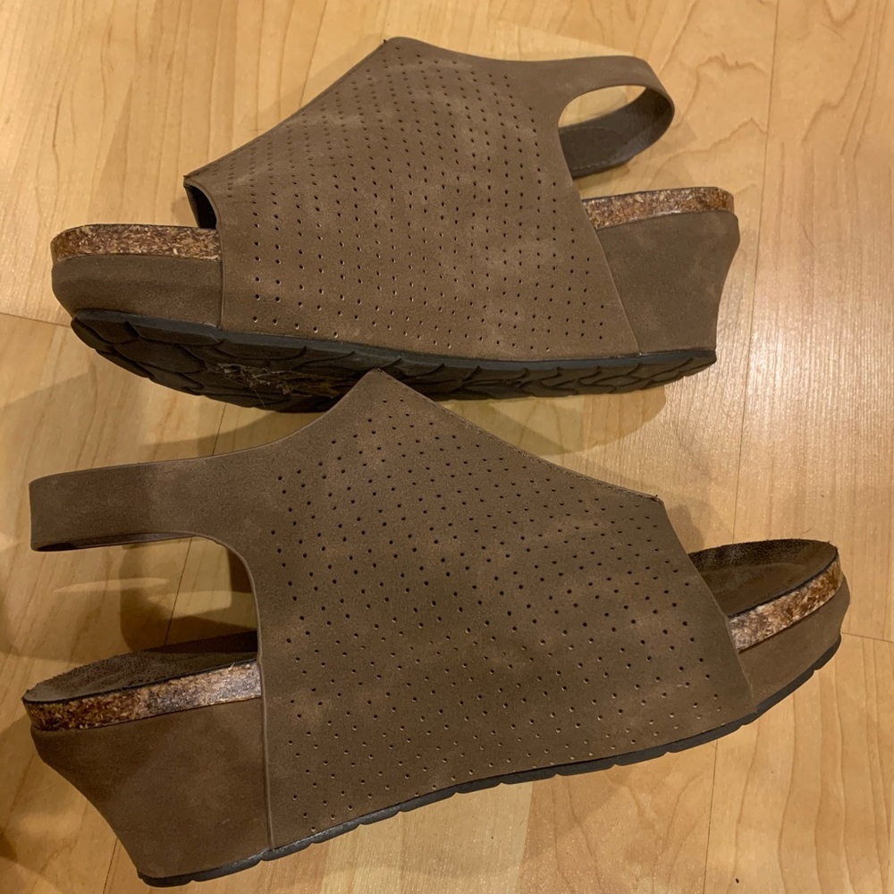 Brown wedge sandals